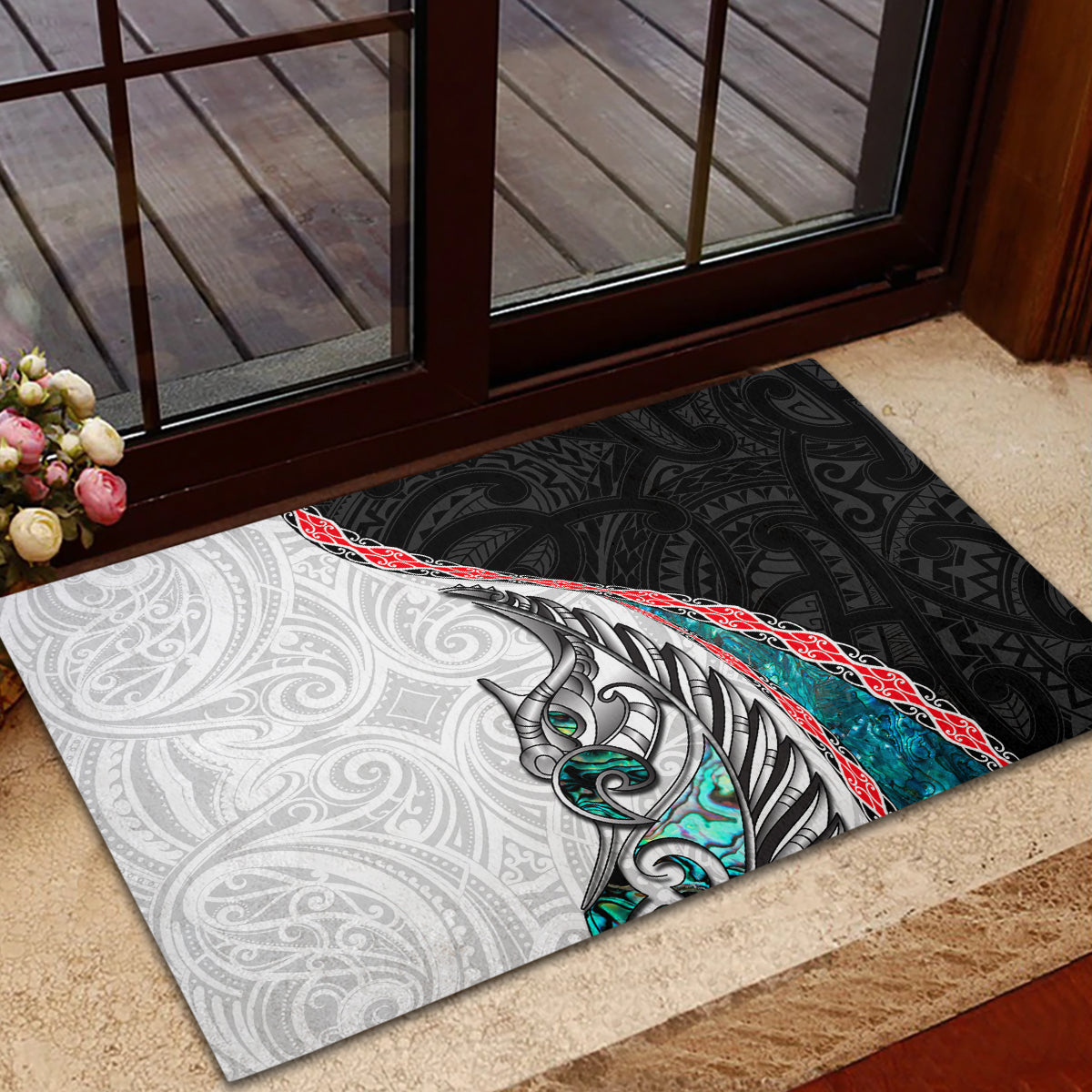 New Zealand Rubber Doormat Manaia Fern and Koru Maori Pattern LT03 - Polynesian Pride