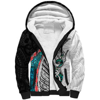 New Zealand Sherpa Hoodie Manaia Fern and Koru Maori Pattern LT03 Unisex Black - Polynesian Pride