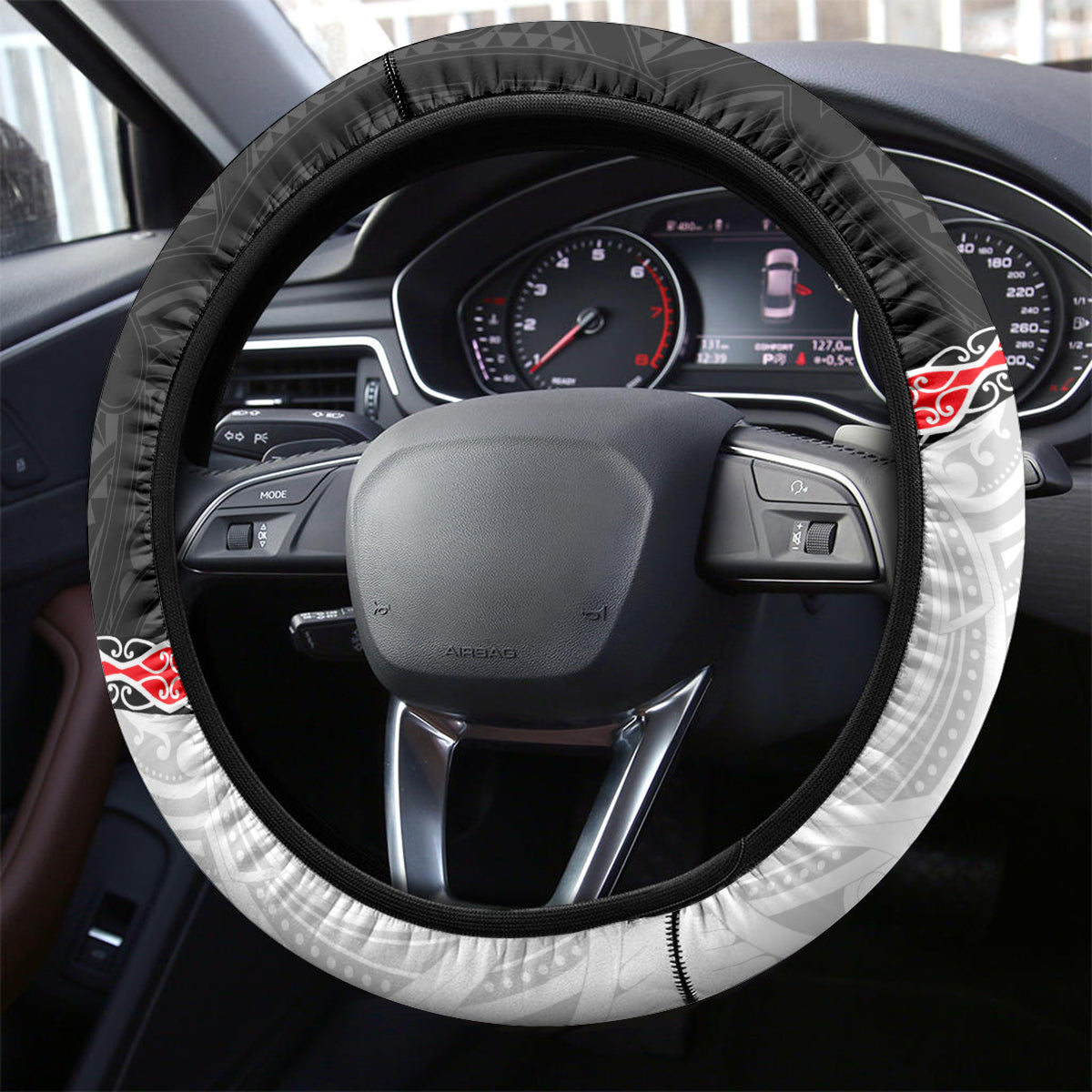 New Zealand Steering Wheel Cover Manaia Fern and Koru Maori Pattern