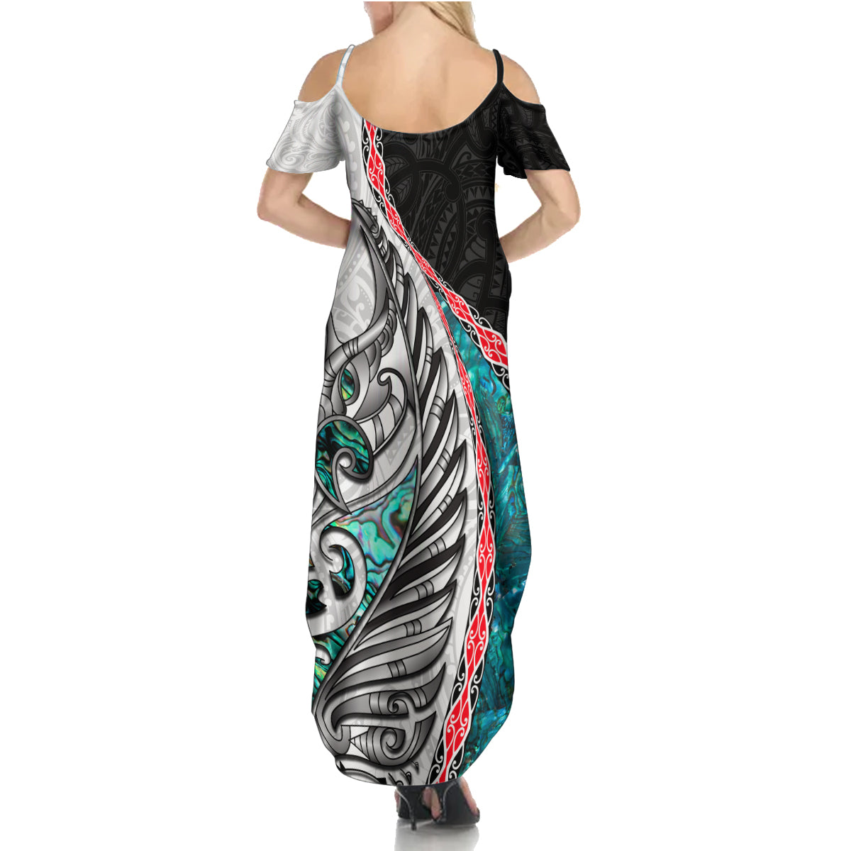 New Zealand Summer Maxi Dress Manaia Fern and Koru Maori Pattern LT03 - Polynesian Pride