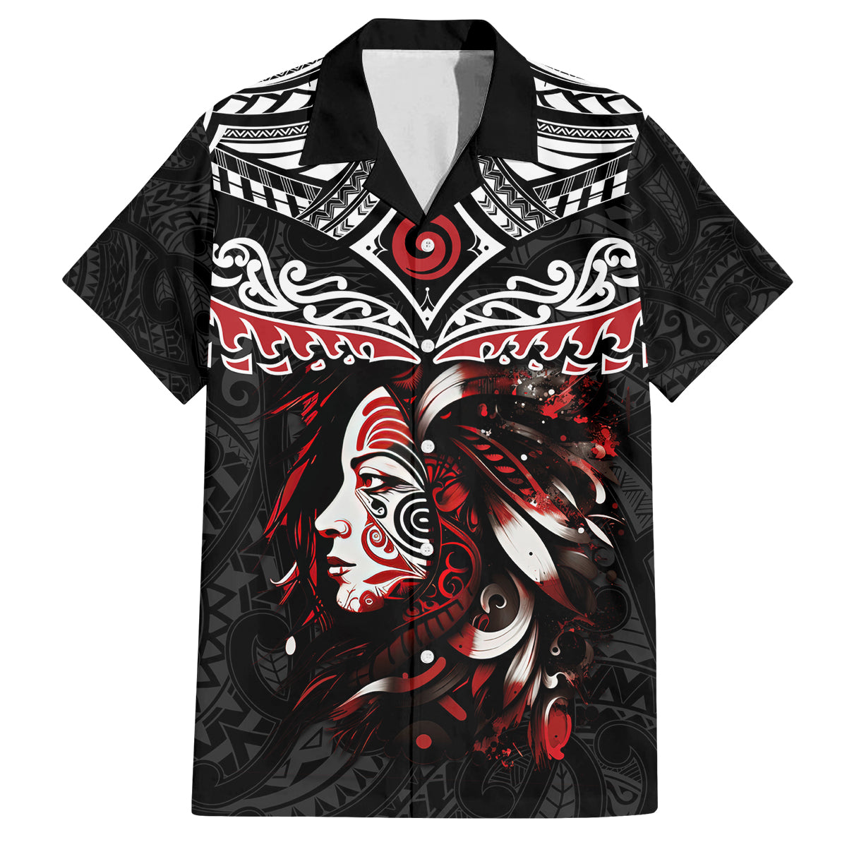New Zealand Maori Girl Family Matching Long Sleeve Bodycon Dress and Hawaiian Shirt Silver Fern and Koru Pattern LT03 Dad's Shirt - Short Sleeve Black - Polynesian Pride
