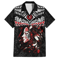New Zealand Maori Girl Family Matching Short Sleeve Bodycon Dress and Hawaiian Shirt Silver Fern and Koru Pattern LT03 Dad's Shirt - Short Sleeve Black - Polynesian Pride