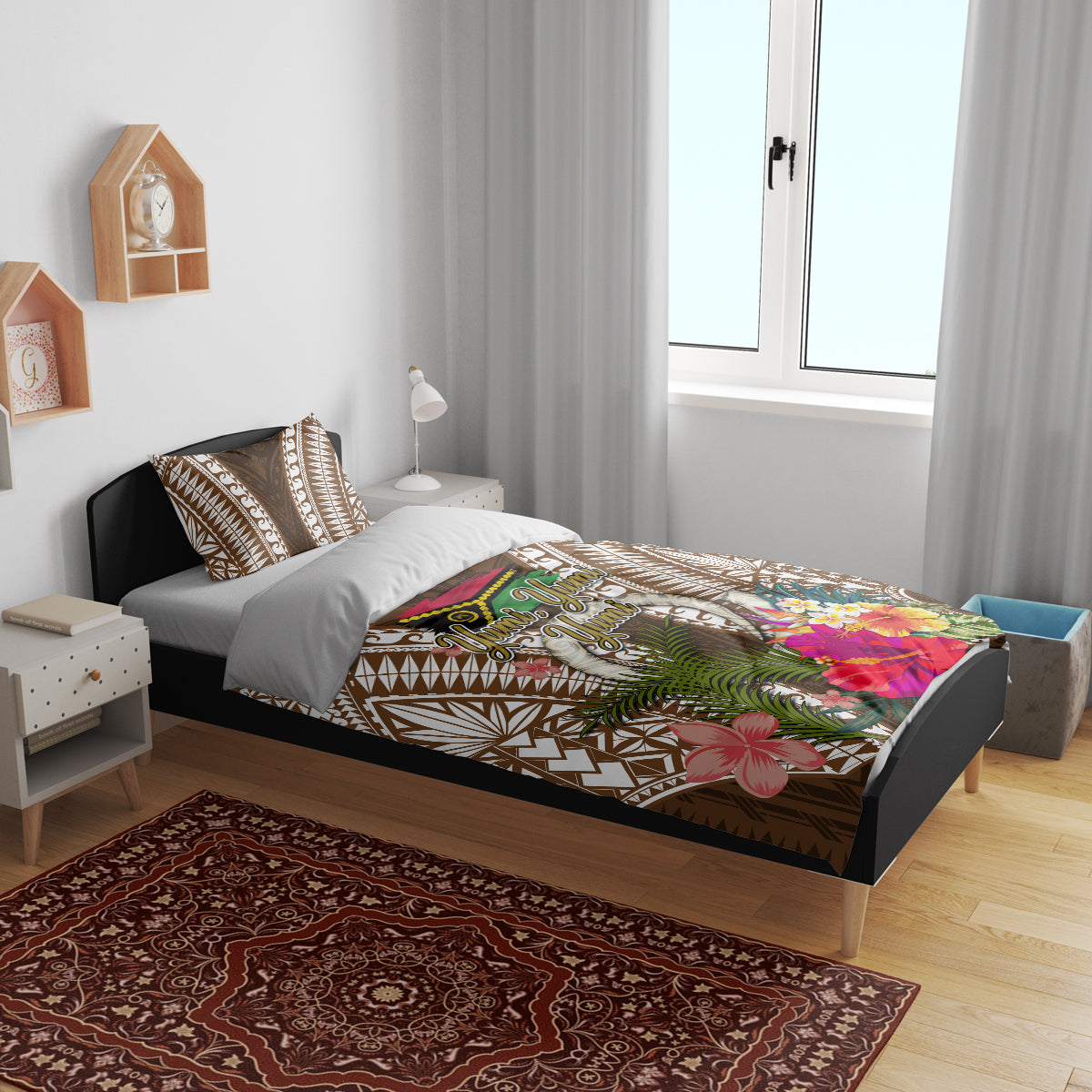 Vanuatu Selebretem 44th Indipendens Dei Bedding Set Yumi Pig Tusk and Namele Fern