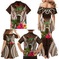 Vanuatu Selebretem 44th Indipendens Dei Family Matching Mermaid Dress and Hawaiian Shirt Yumi Pig Tusk and Namele Fern