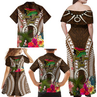 Vanuatu Selebretem 44th Indipendens Dei Family Matching Off Shoulder Maxi Dress and Hawaiian Shirt Yumi Pig Tusk and Namele Fern