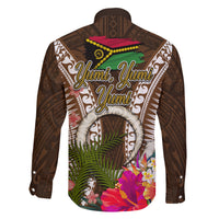 Vanuatu Selebretem 44th Indipendens Dei Family Matching Off Shoulder Short Dress and Hawaiian Shirt Yumi Pig Tusk and Namele Fern LT03 - Polynesian Pride