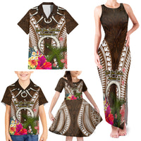 Vanuatu Selebretem 44th Indipendens Dei Family Matching Tank Maxi Dress and Hawaiian Shirt Yumi Pig Tusk and Namele Fern