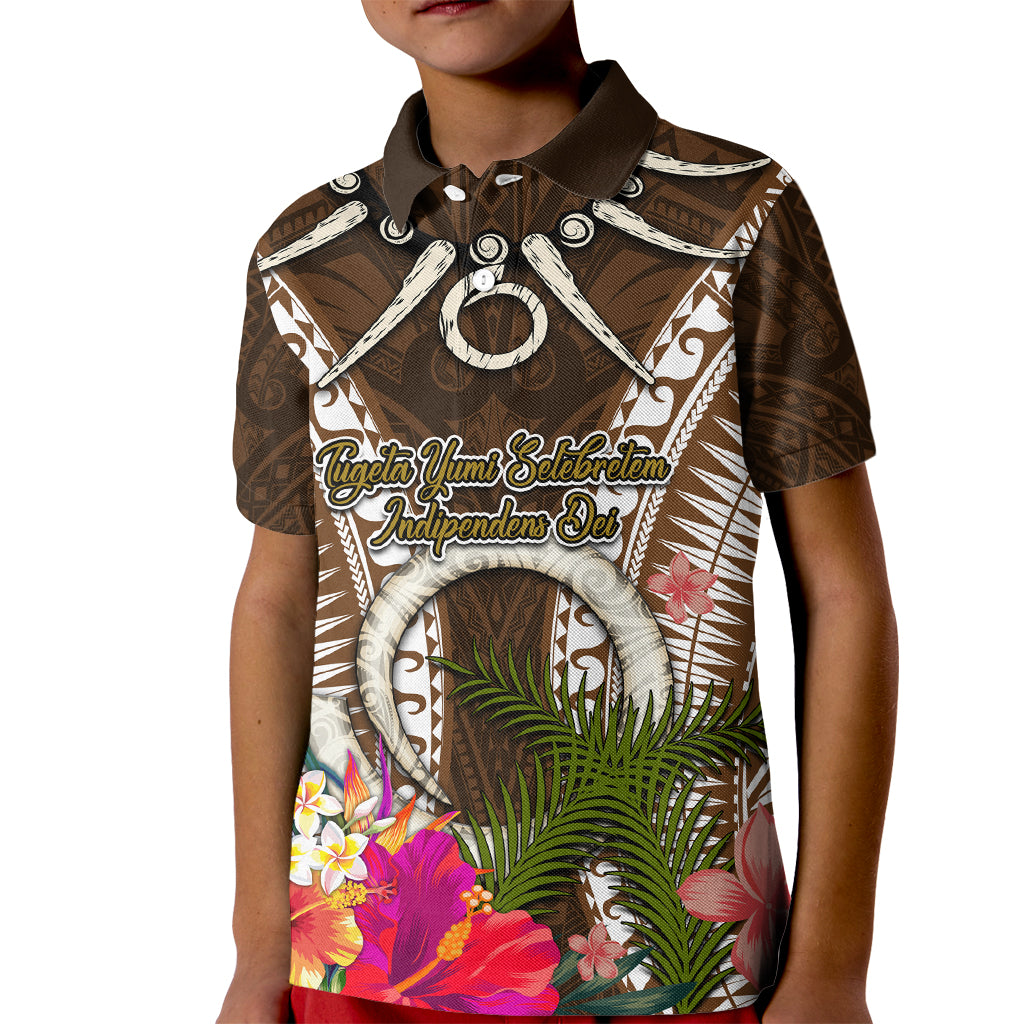 Vanuatu Selebretem 44th Indipendens Dei Kid Polo Shirt Yumi Pig Tusk and Namele Fern