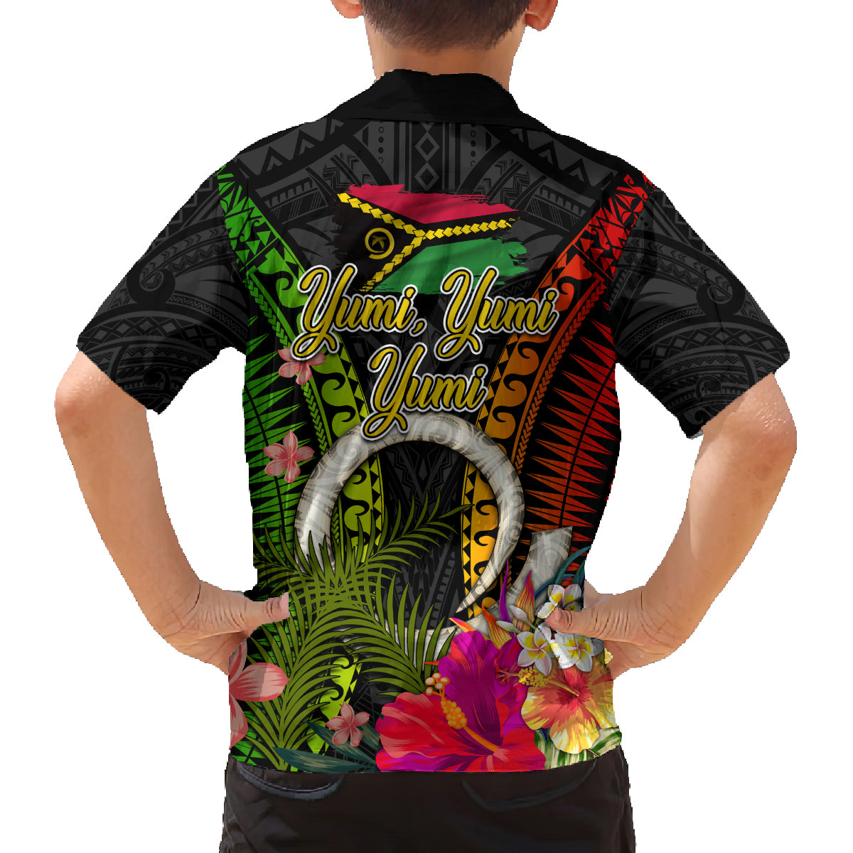Vanuatu Independence Day Family Matching Off Shoulder Short Dress and Hawaiian Shirt Tugeta Yumi Selebretem Indipendens Dei