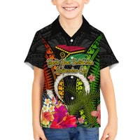 Vanuatu Independence Day Family Matching Off Shoulder Short Dress and Hawaiian Shirt Tugeta Yumi Selebretem Indipendens Dei