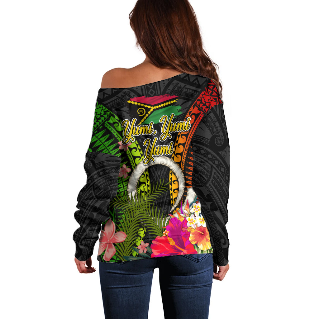 Vanuatu Independence Day Off Shoulder Sweater Tugeta Yumi Selebretem Indipendens Dei LT03 - Polynesian Pride