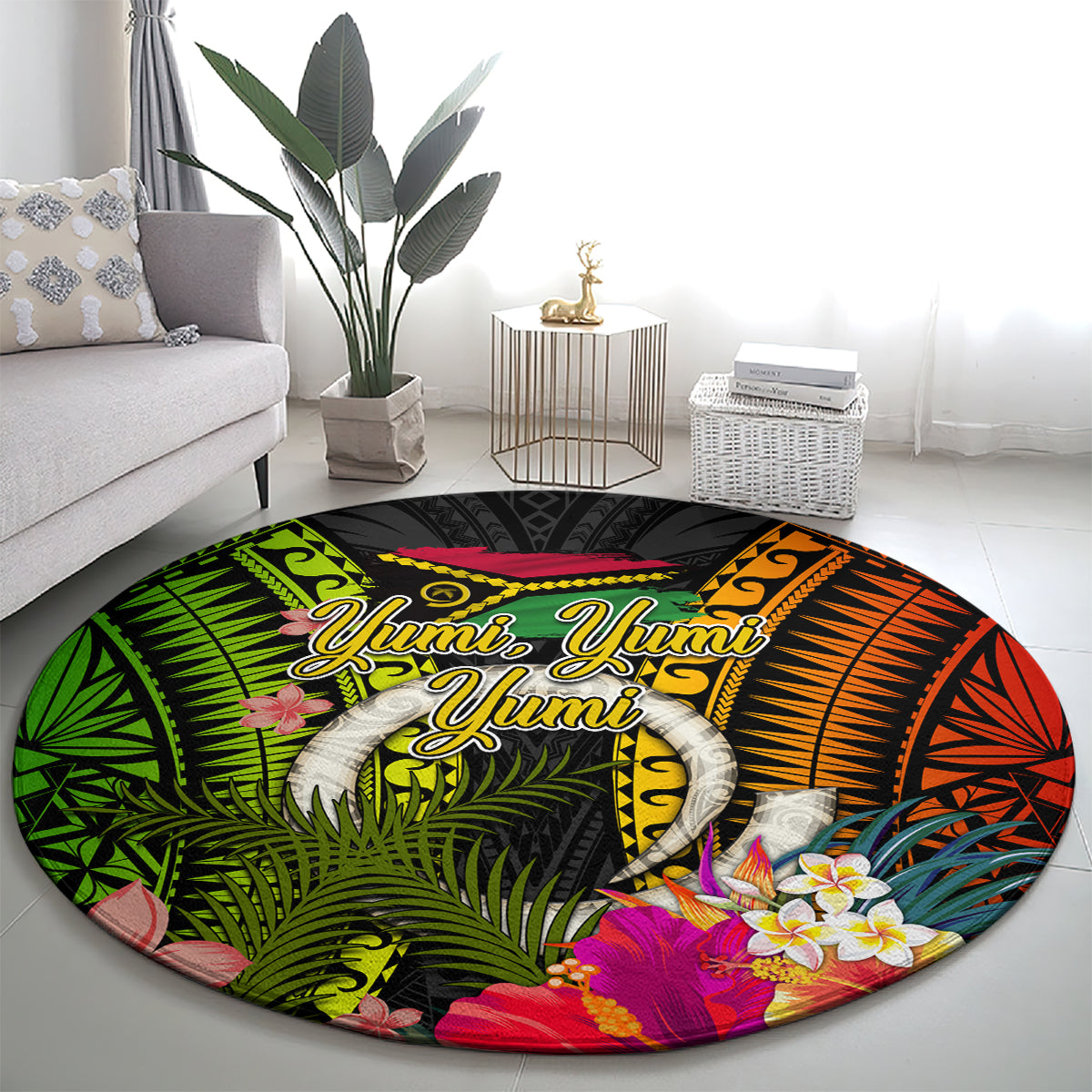 Vanuatu Independence Day Round Carpet Tugeta Yumi Selebretem Indipendens Dei LT03 - Polynesian Pride