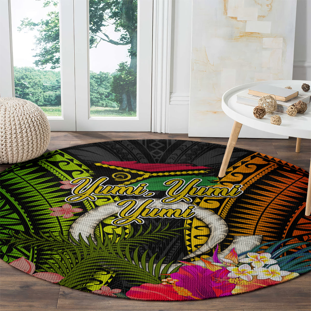 Vanuatu Independence Day Round Carpet Tugeta Yumi Selebretem Indipendens Dei LT03 - Polynesian Pride