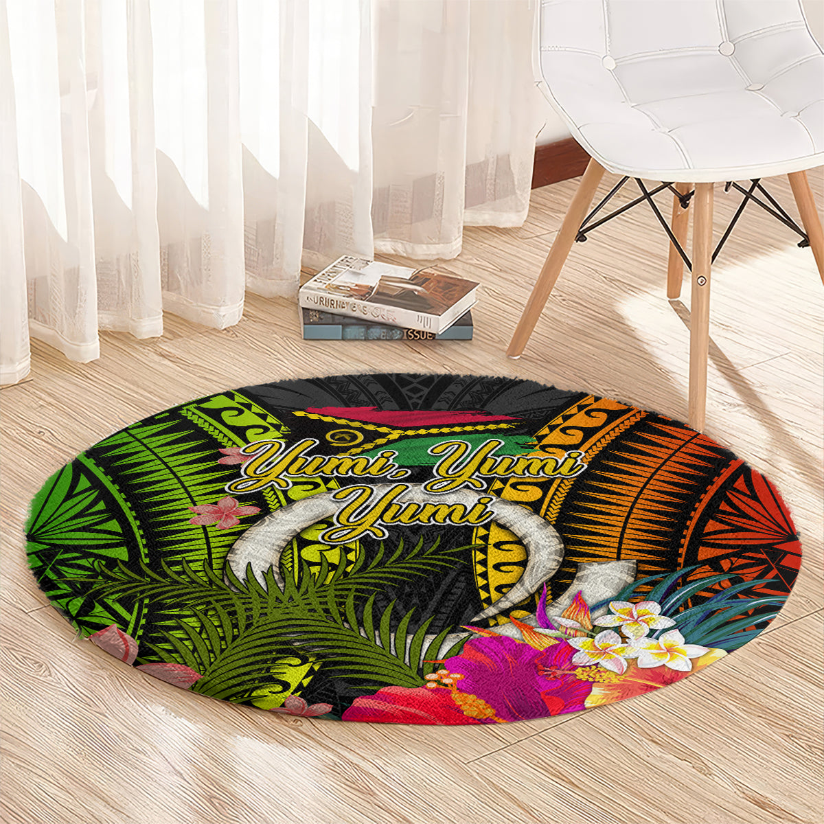 Vanuatu Independence Day Round Carpet Tugeta Yumi Selebretem Indipendens Dei LT03 - Polynesian Pride