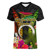 Vanuatu Independence Day Women V-Neck T-Shirt Tugeta Yumi Selebretem Indipendens Dei