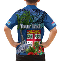 Personalised Fiji Independence Day Hawaiian Shirt Fijian Coat of Arms Palm and Hibiscus Tapa Pattern LT03 - Polynesian Pride