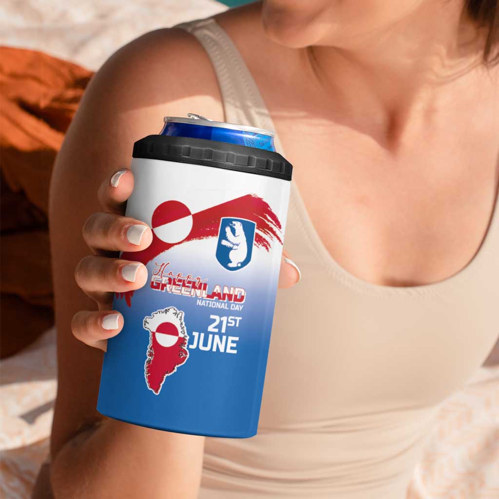 Greenland National Day 4 in 1 Can Cooler Tumbler National Country Flag and Emblem with The Map