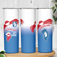 Greenland National Day Skinny Tumbler National Country Flag and Emblem with The Map