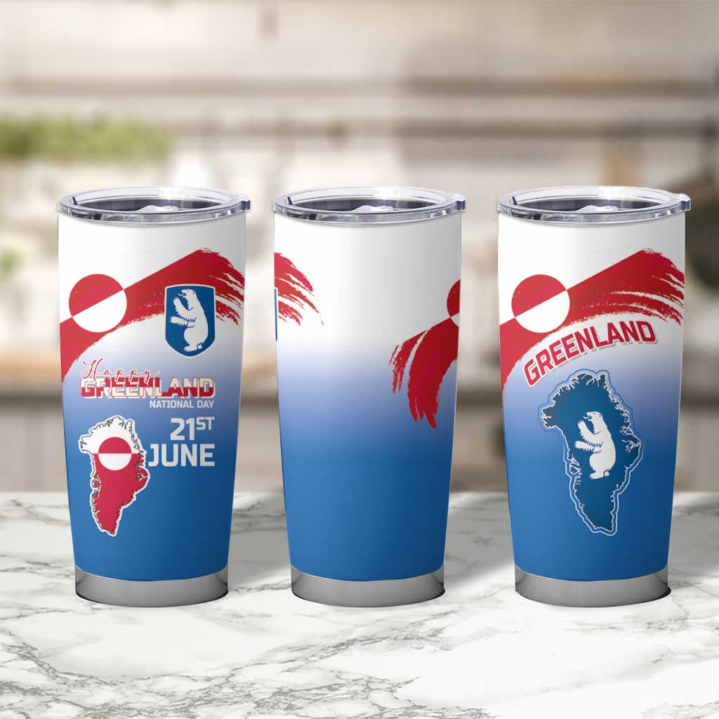 Greenland National Day Tumbler Cup National Country Flag and Emblem with The Map