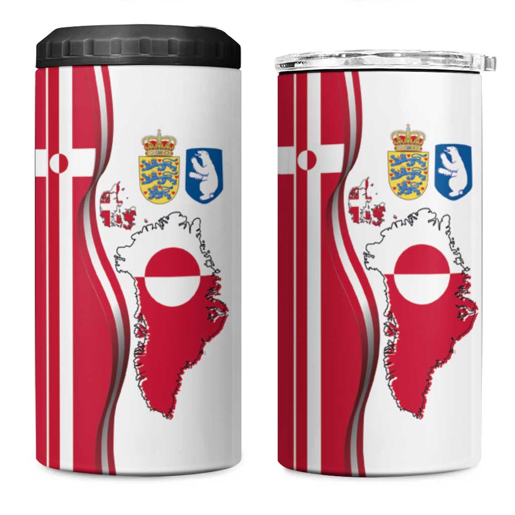 Greenland and Denmark Together 4 in 1 Can Cooler Tumbler National Country Map and Flag Style