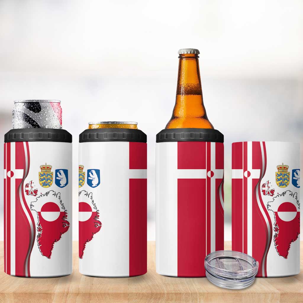 Greenland and Denmark Together 4 in 1 Can Cooler Tumbler National Country Map and Flag Style