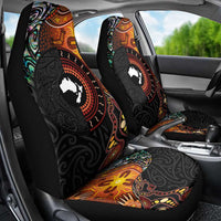 New Zealand and Australia Together Car Seat Cover Maori Tattoo Paua Shell mix Aboriginal Pattern LT03 - Polynesian Pride