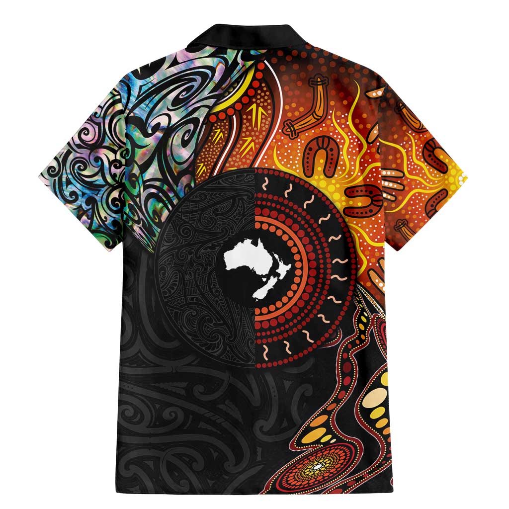 New Zealand and Australia Together Family Matching Mermaid Dress and Hawaiian Shirt Maori Tattoo Paua Shell mix Aboriginal Pattern