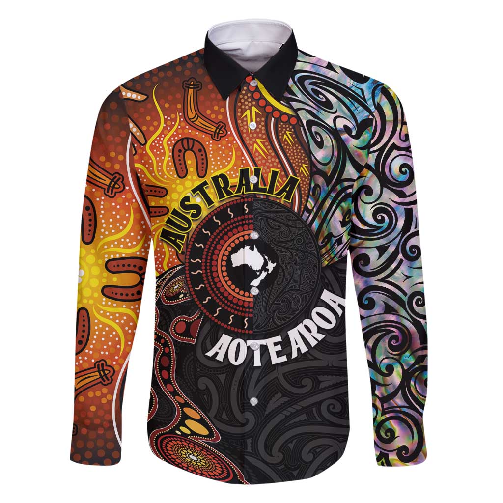 New Zealand and Australia Together Family Matching Mermaid Dress and Hawaiian Shirt Maori Tattoo Paua Shell mix Aboriginal Pattern