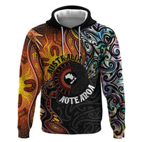 New Zealand and Australia Together Hoodie Maori Tattoo Paua Shell mix Aboriginal Pattern