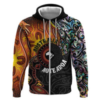 New Zealand and Australia Together Hoodie Maori Tattoo Paua Shell mix Aboriginal Pattern