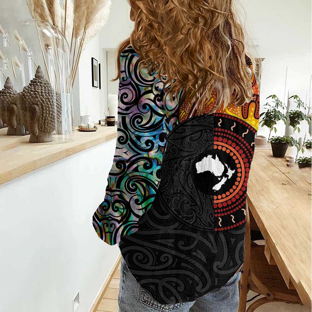 New Zealand and Australia Together Women Casual Shirt Maori Tattoo Paua Shell mix Aboriginal Pattern