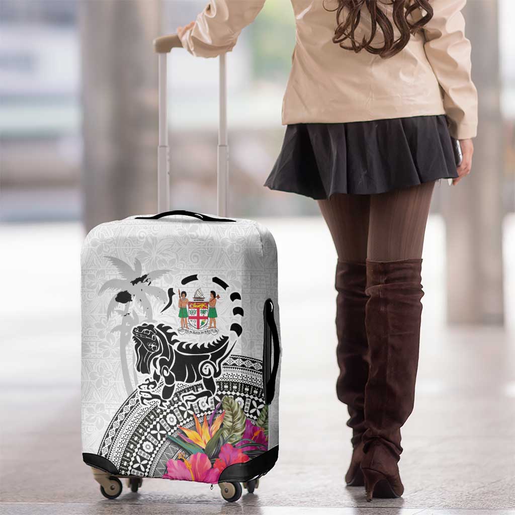 Fiji Iguana Luggage Cover Tapa Tribal Tattoo and Hibiscus