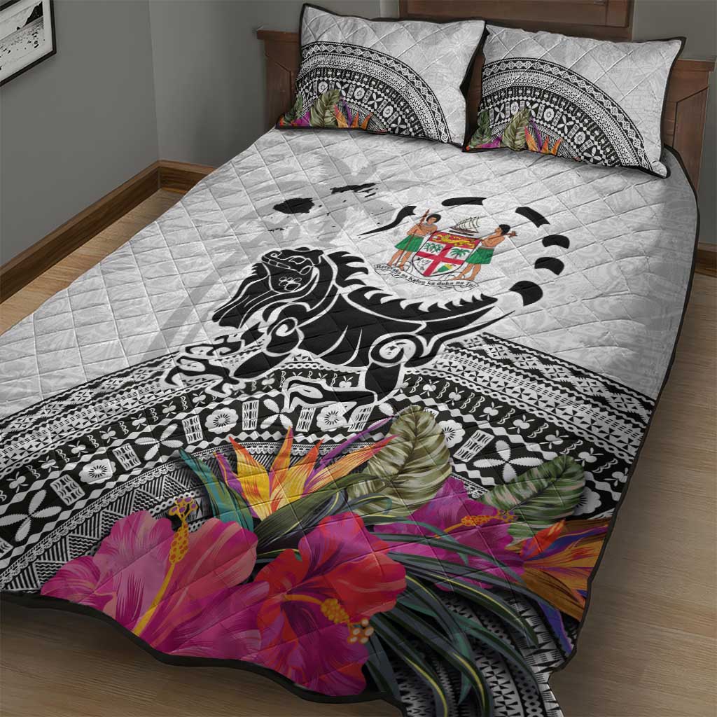 Fiji Iguana Quilt Bed Set Tapa Tribal Tattoo and Hibiscus LT03 - Polynesian Pride