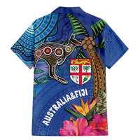 Fiji and Australia Together Family Matching Mermaid Dress and Hawaiian Shirt Aboriginal Kangaroo and Tapa Tribal Hibiscus