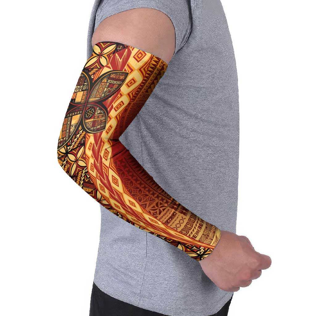 Samoan Pacific Tribal Flower Geometric Art Tattoos Arm Sleeves Siapo Pattern Flame Sunset - Polynesian Pride