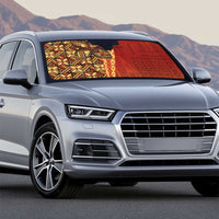 Samoan Pacific Tribal Flower Geometric Art Tattoos Auto Sun Shade Siapo Pattern Flame Sunset - Polynesian Pride