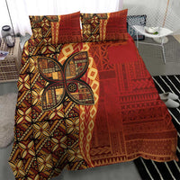 Samoan Pacific Tribal Flower Geometric Art Tattoos Bedding Set Siapo Pattern Flame Sunset - Polynesian Pride