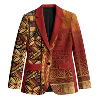 Samoan Pacific Tribal Flower Geometric Art Tattoos Blazer Siapo Pattern Flame Sunset - Polynesian Pride