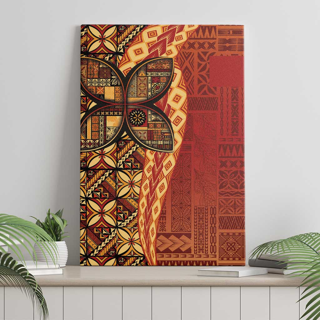 Samoan Pacific Tribal Flower Geometric Art Tattoos Canvas Wall Art Siapo Pattern Flame Sunset - Polynesian Pride