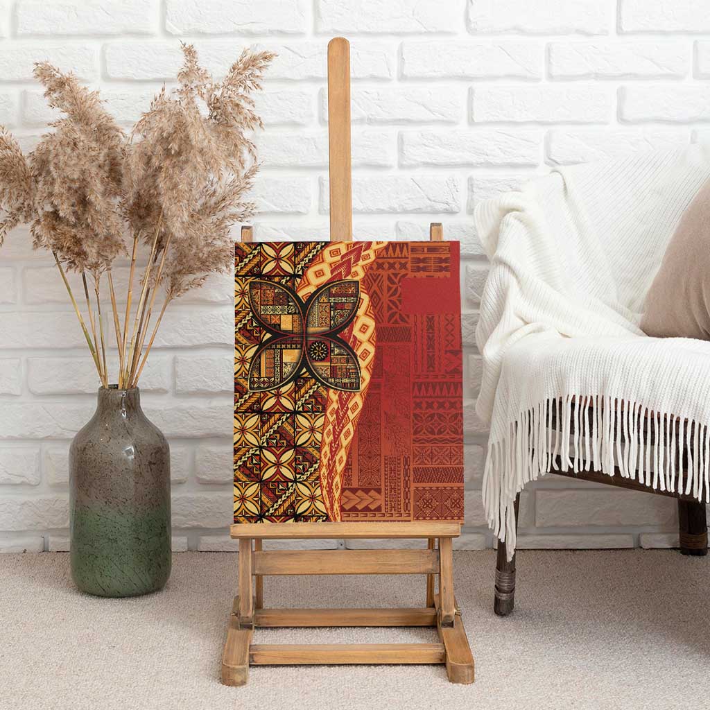 Samoan Pacific Tribal Flower Geometric Art Tattoos Canvas Wall Art Siapo Pattern Flame Sunset - Polynesian Pride