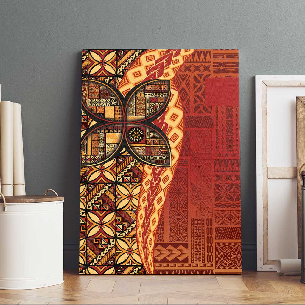 Samoan Pacific Tribal Flower Geometric Art Tattoos Canvas Wall Art Siapo Pattern Flame Sunset - Polynesian Pride