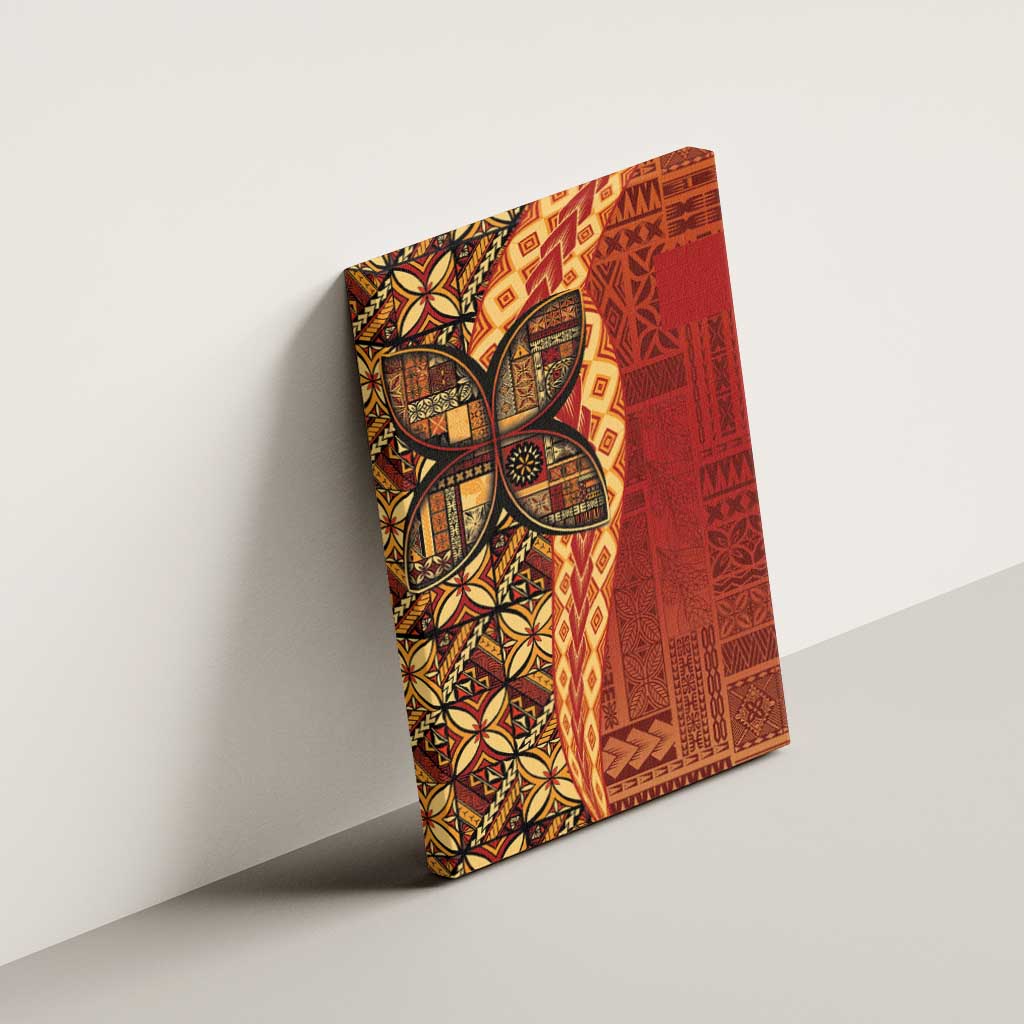 Samoan Pacific Tribal Flower Geometric Art Tattoos Canvas Wall Art Siapo Pattern Flame Sunset - Polynesian Pride