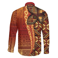 Samoan Pacific Tribal Flower Geometric Art Tattoos Family Matching Tank Maxi Dress and Hawaiian Shirt Siapo Pattern Flame Sunset - Polynesian Pride