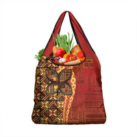 Samoan Pacific Tribal Flower Geometric Art Tattoos Grocery Bag Siapo Pattern Flame Sunset - Polynesian Pride