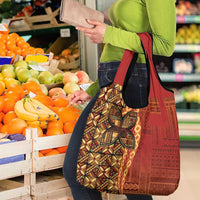 Samoan Pacific Tribal Flower Geometric Art Tattoos Grocery Bag Siapo Pattern Flame Sunset - Polynesian Pride