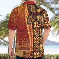 Samoan Pacific Tribal Flower Geometric Art Tattoos Hawaiian Shirt Siapo Pattern Flame Sunset - Polynesian Pride