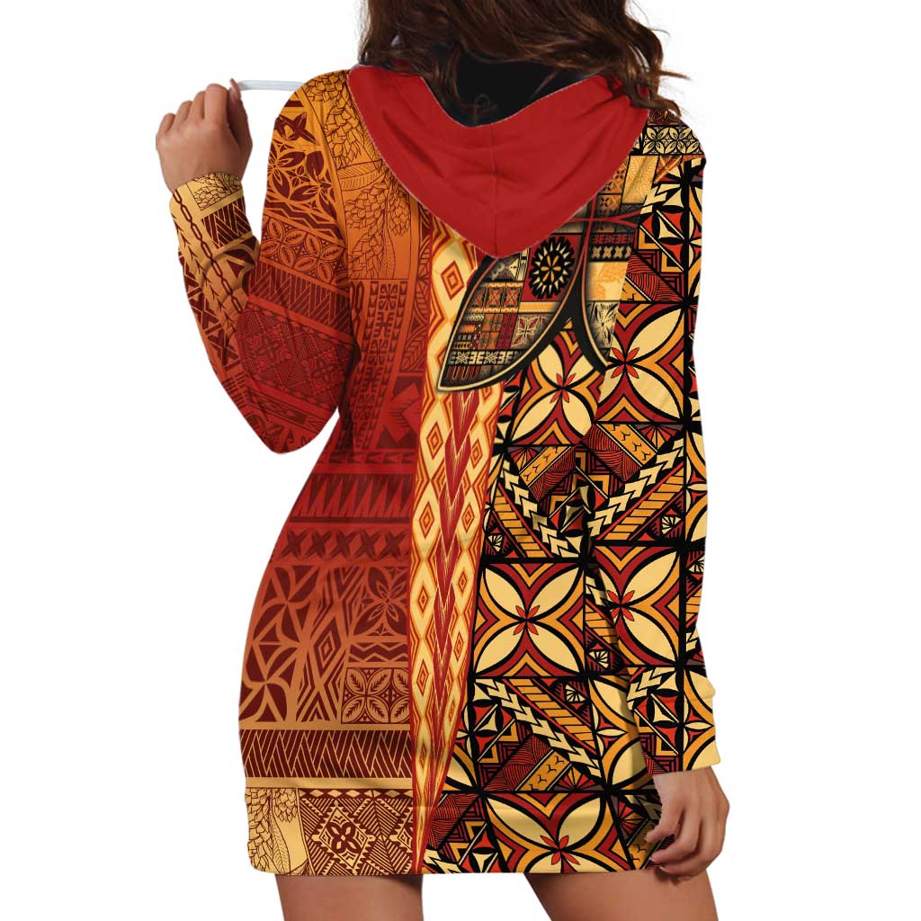 Samoan Pacific Tribal Flower Geometric Art Tattoos Hoodie Dress Siapo Pattern Flame Sunset - Polynesian Pride