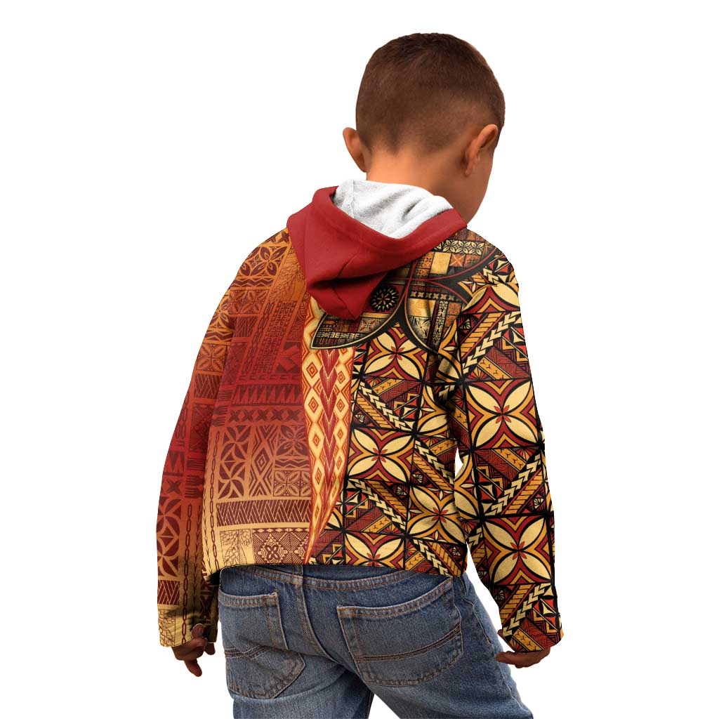 Samoan Pacific Tribal Flower Geometric Art Tattoos Kid Hoodie Siapo Pattern Flame Sunset LT03 - Polynesian Pride