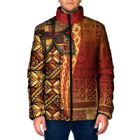 Samoan Pacific Tribal Flower Geometric Art Tattoos Padded Jacket Siapo Pattern Flame Sunset LT03 Red - Polynesian Pride