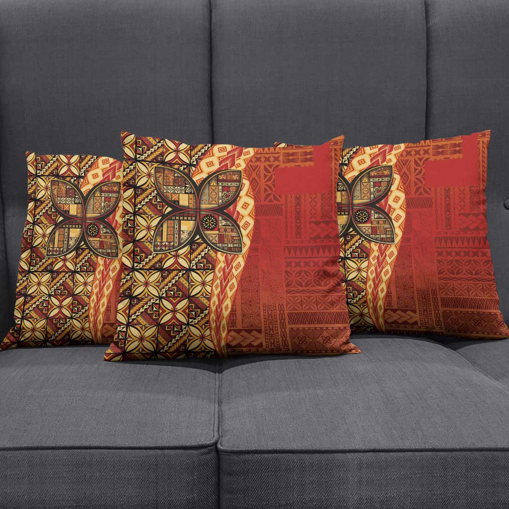 Samoan Pacific Tribal Flower Geometric Art Tattoos Pillow Cover Siapo Pattern Flame Sunset LT03 - Polynesian Pride